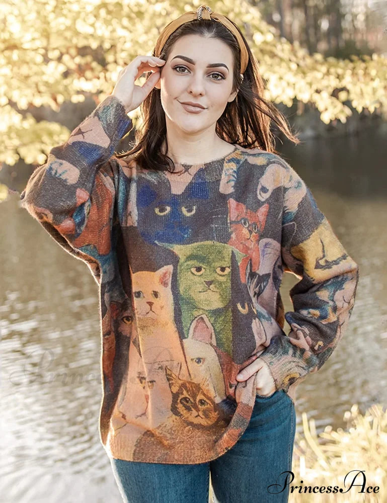 Women Oversized Pullover Casual Loose Long Sleeve Knit Sweater