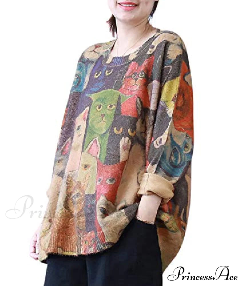 Women Oversized Pullover Casual Loose Long Sleeve Knit Sweater