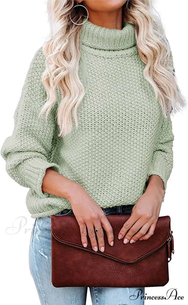 Women Turtleneck Batwing Sleeve Casual Oversized Sweater
