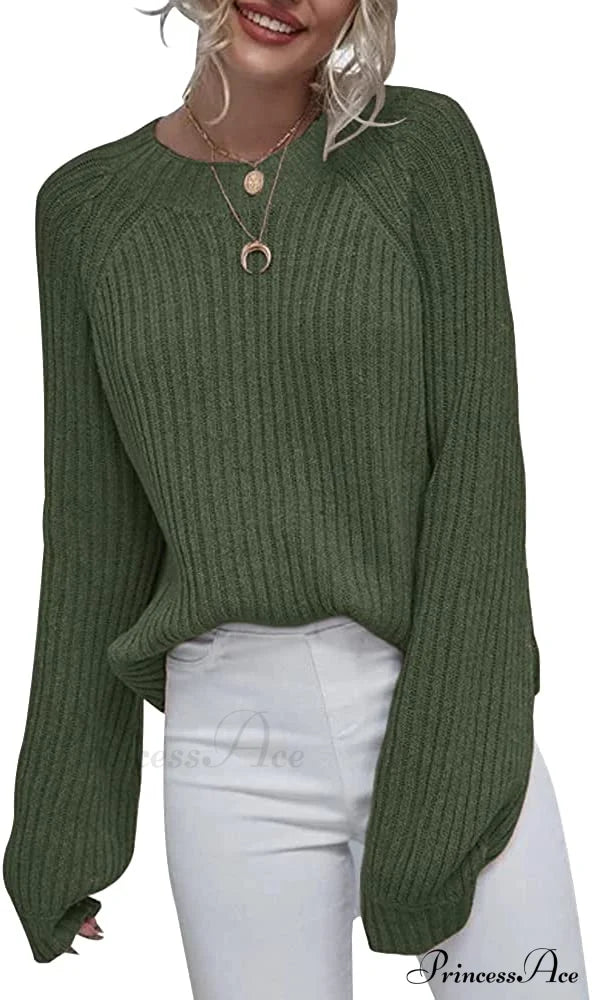 Womens Crew Neck Pullover Oversized Sweater