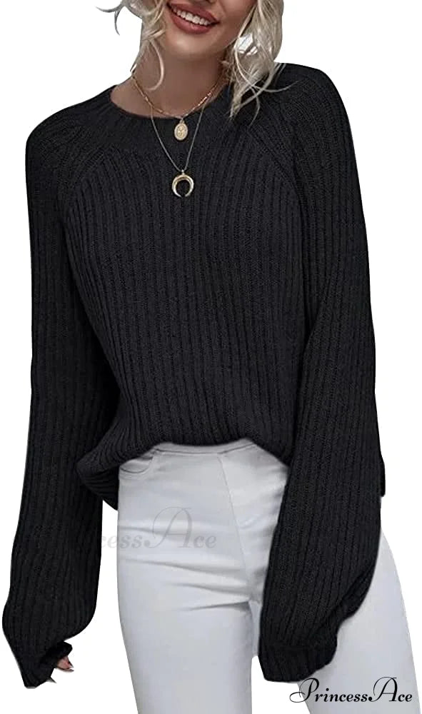 Womens Crew Neck Pullover Oversized Sweater