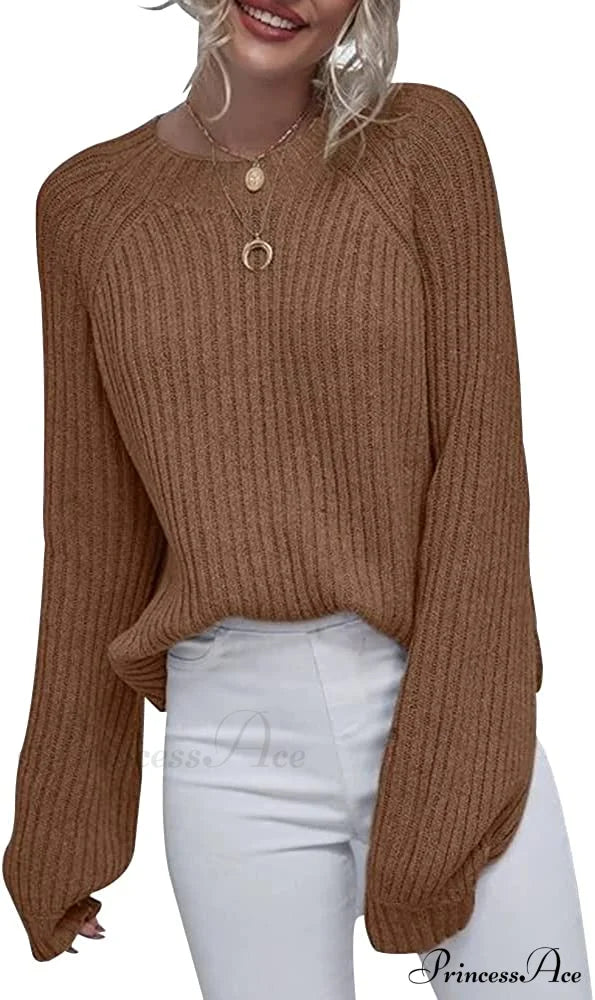 Womens Crew Neck Pullover Oversized Sweater