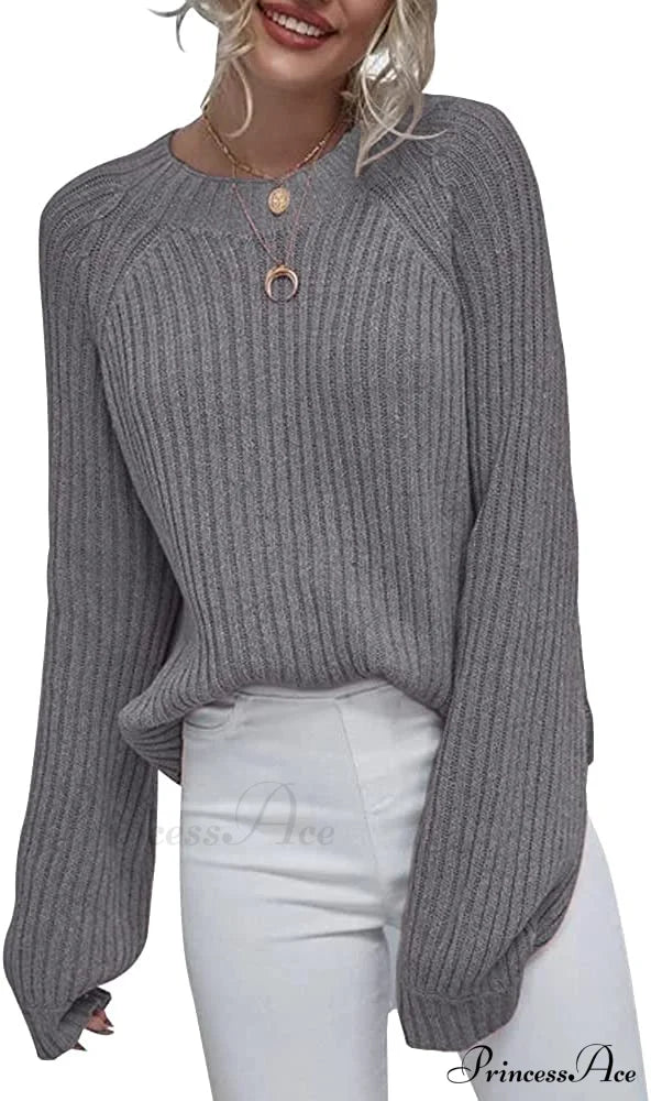 Womens Crew Neck Pullover Oversized Sweater