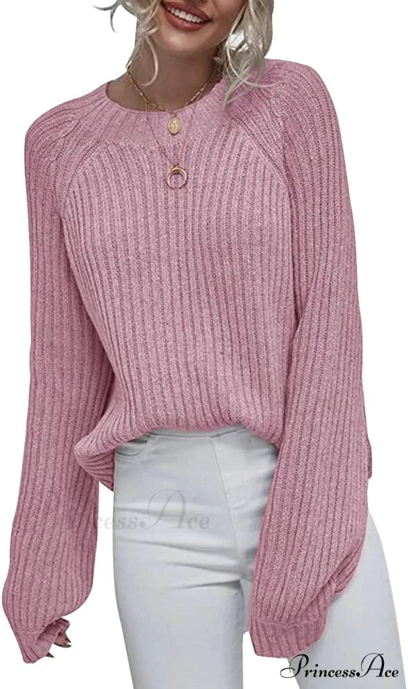 Womens Crew Neck Pullover Oversized Sweater