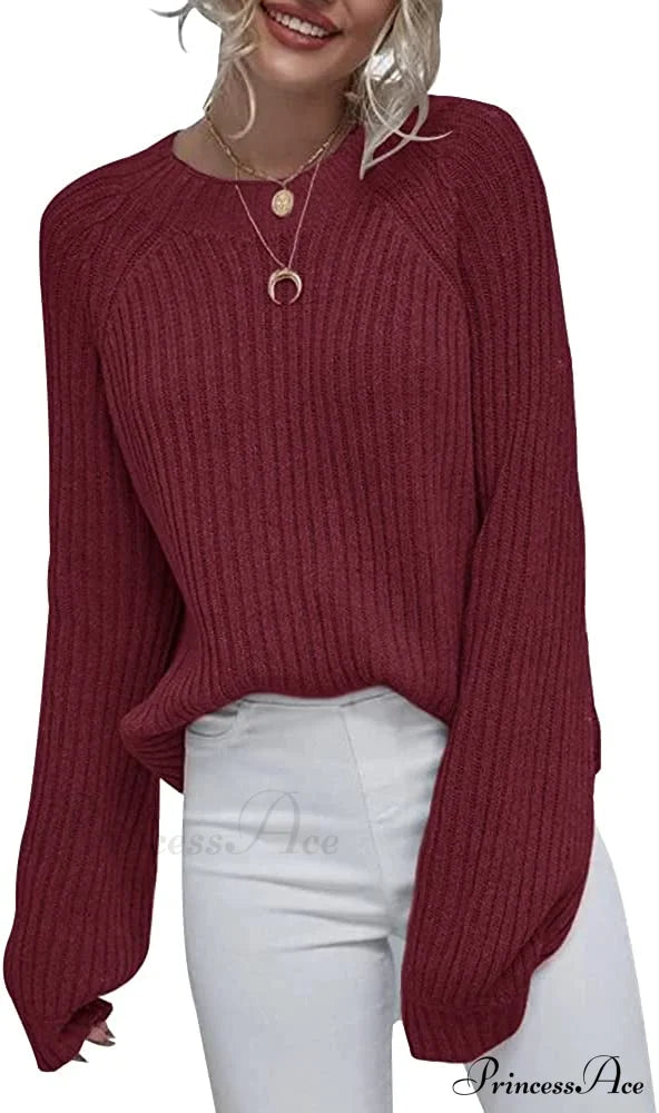 Womens Crew Neck Pullover Oversized Sweater