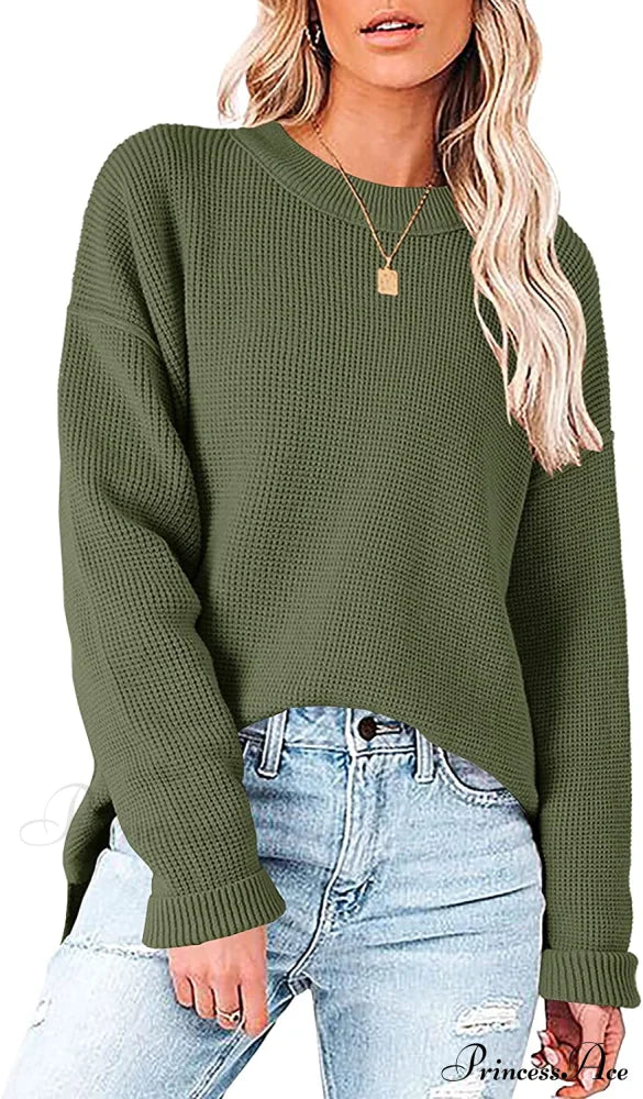 Womens Fall Sweater Crew Neck Long Sleeve Pullover Sweaters