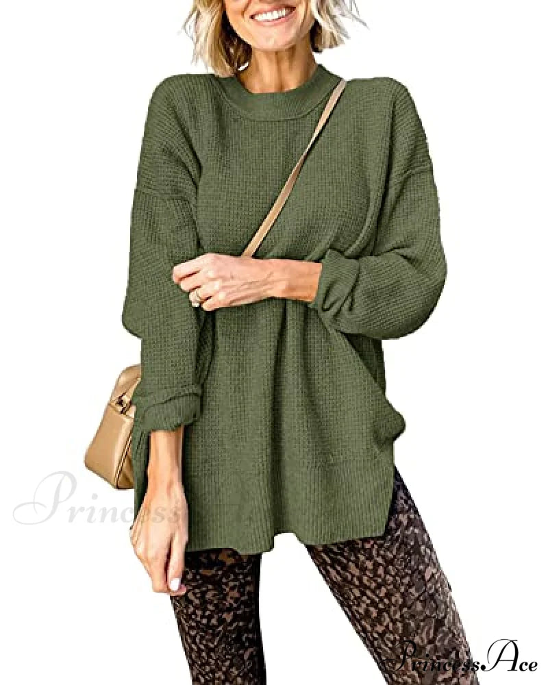 Womens Fall Sweater Crew Neck Long Sleeve Pullover Sweaters
