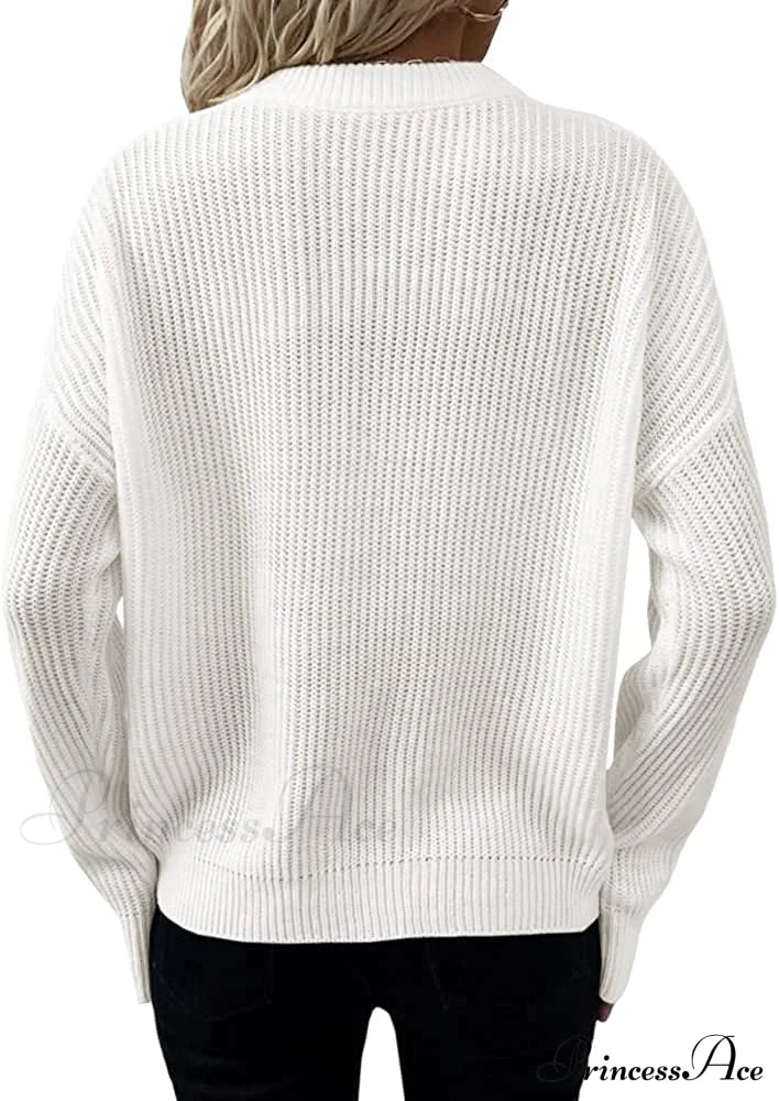 Women's  Loose Button V Neck Long Sleeve Sweater