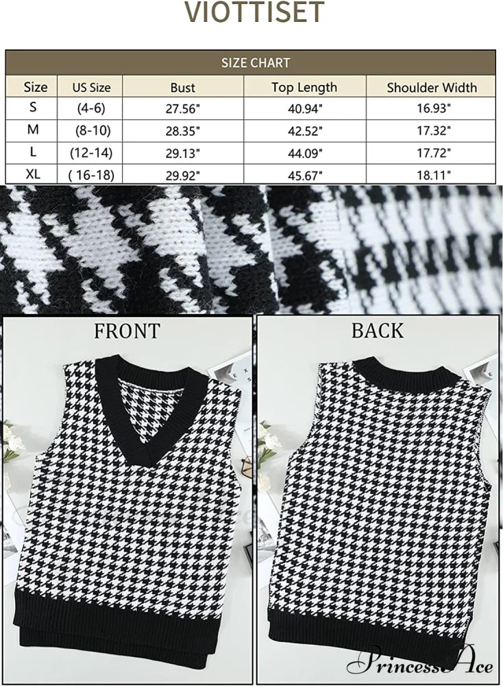 Women's Oversized V Neck Knit Sweater Vest Tunic Sleeveless Pullover Top